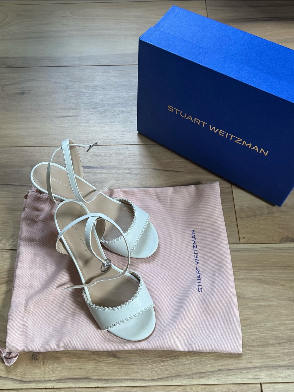 Stuart Weitzman Marilyn Pearl Sandal 75 Bridal Heels White Size 6.5
